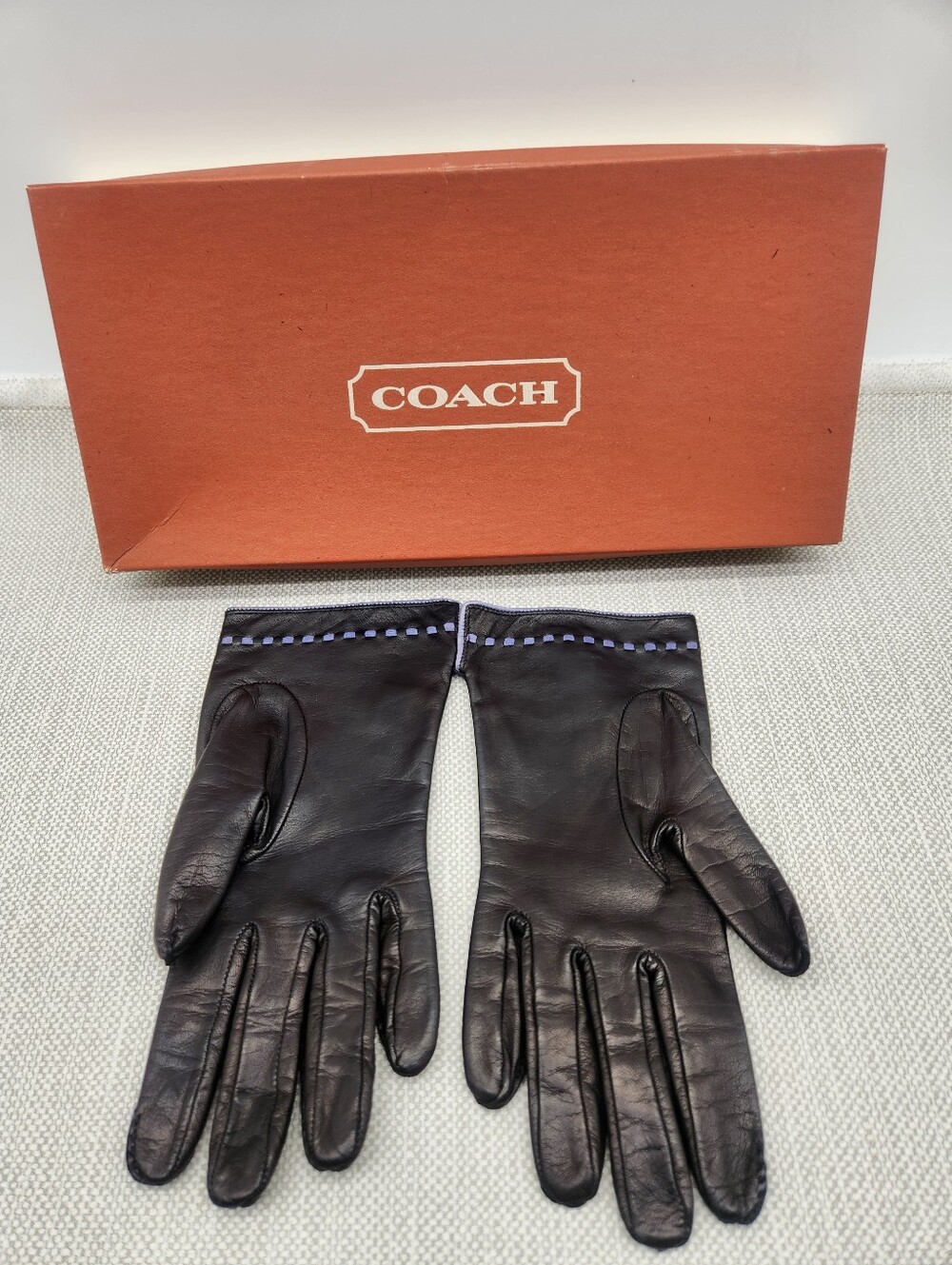 Coach Size 7 Gloves Vintage Black Leather Silk Lined Made In Italy